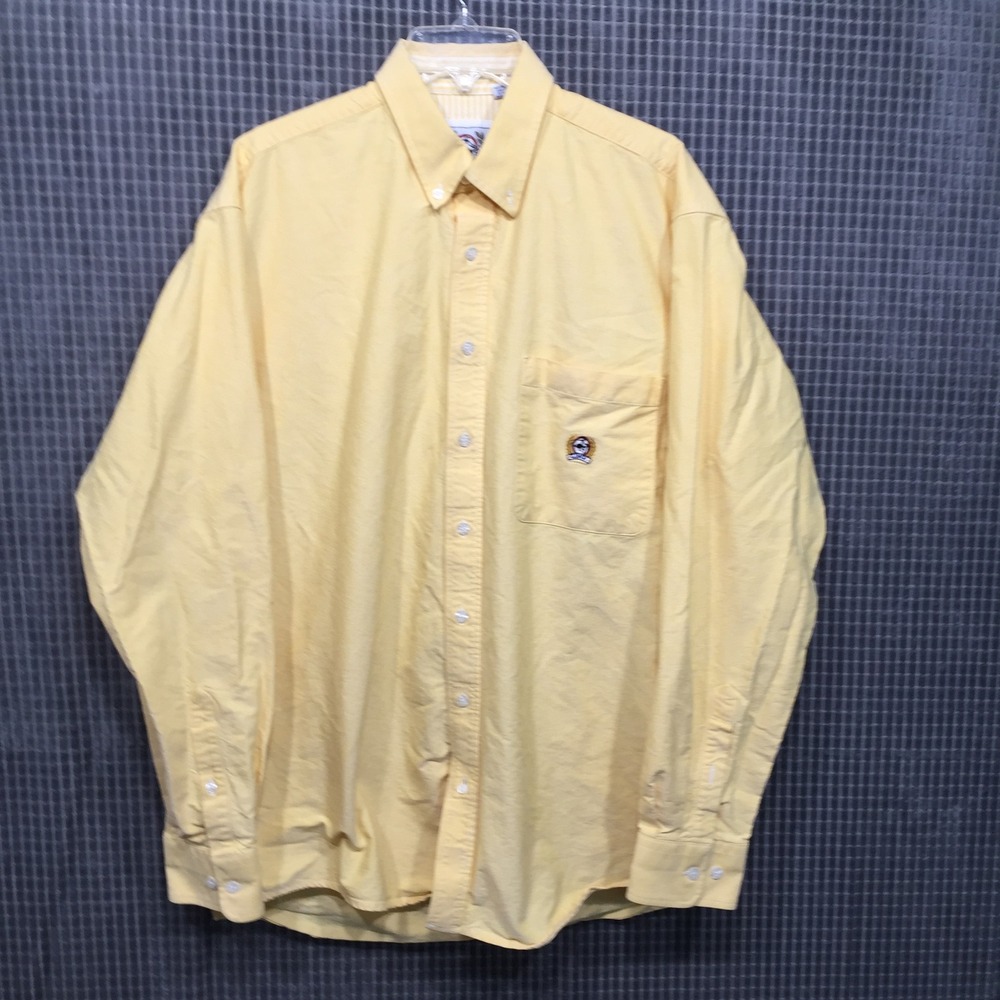 Cinch‎ Mens Yellow Western Button Down Shirt Long Sleeve